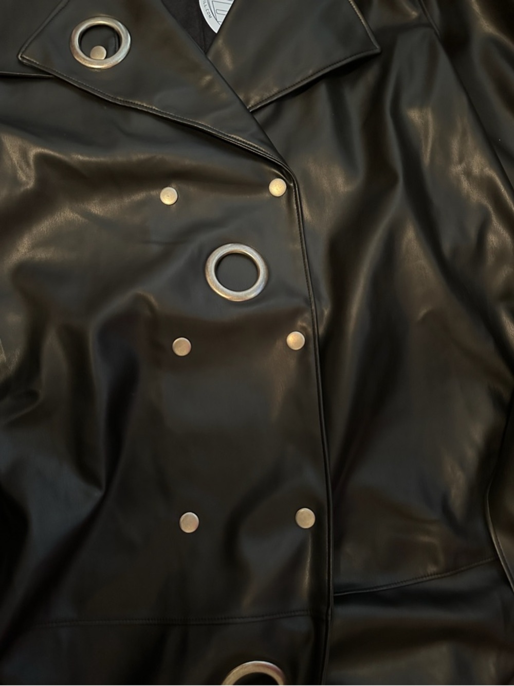 Poster Girl Dolls Kill ‘MISBEHAVING’ Faux Leather Trench Coat O Ring XL NWT - Picture 11 of 15